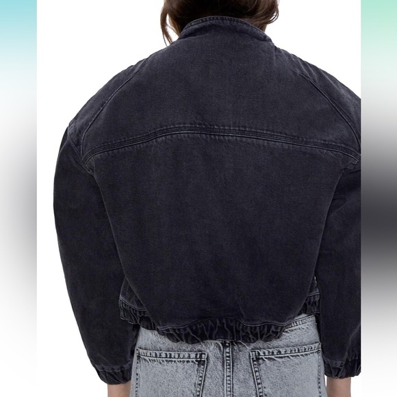Zara Black Cropped Jean Jacket Modern Fit - Picture 6 of 6